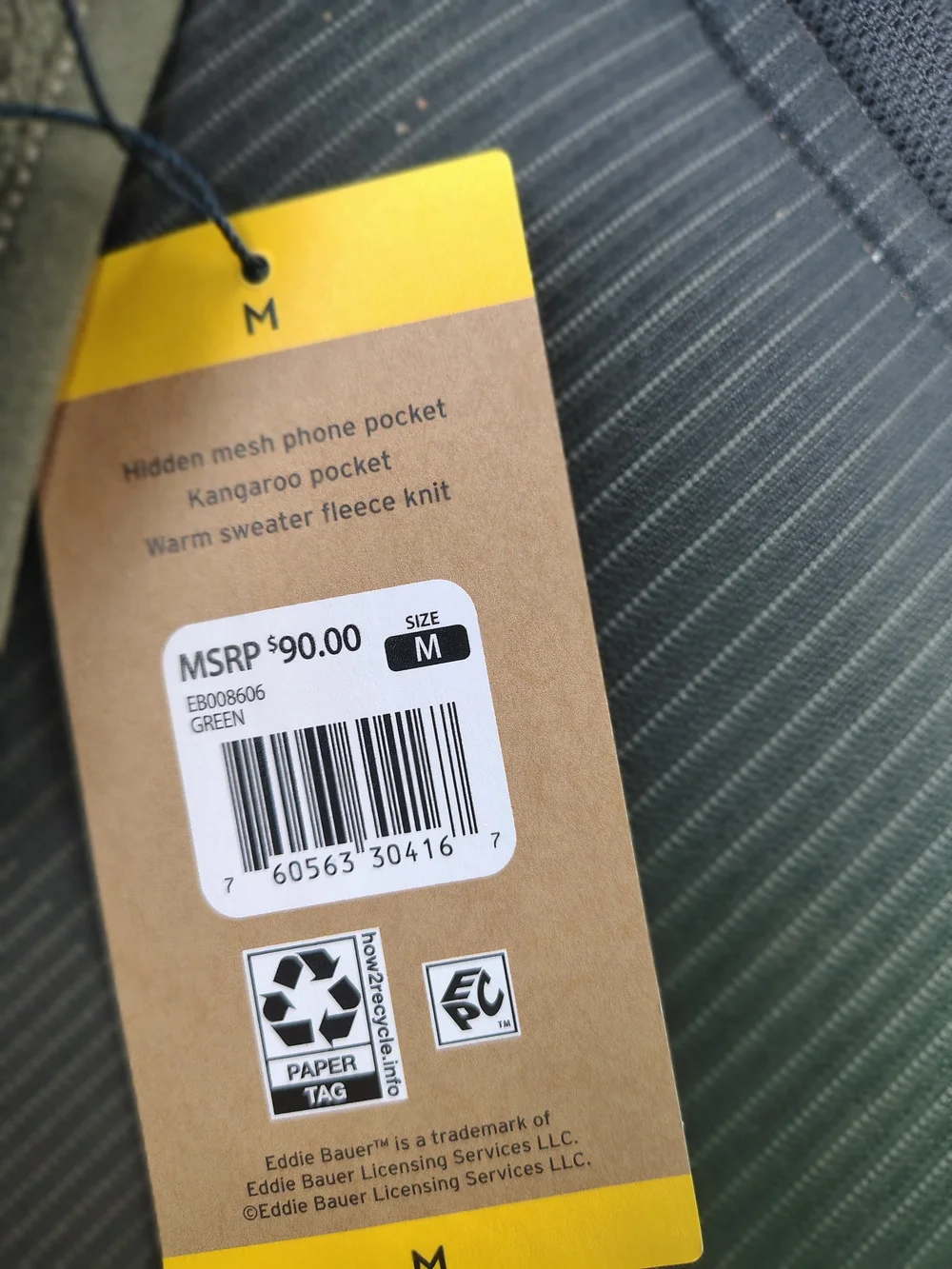 Eddie Bauer Tan Crewneck Quarter-Snap Fleece Pullover - Picture 4 of 4
